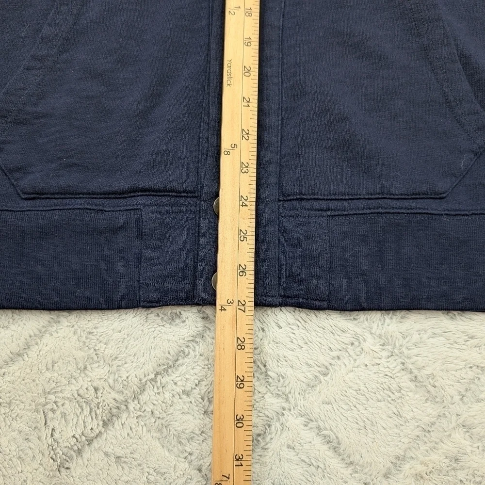 J. Crew Jacket Mens L Blue Navy Bomber Button Snap Varsity Sporting Goods Cotton